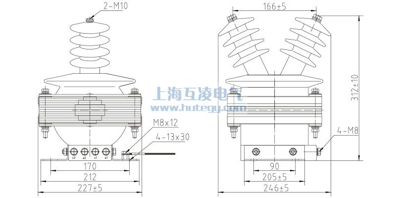 FDEG8放電線圈外形尺寸，F(xiàn)DGE8/11/&radic;3-1.7-1尺寸圖